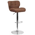 Contemporary Tufted Brown Fabric Adjustable Height Barstool with Chrome Base [SD-SDR-2510-BRN-FAB-GG]