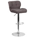 Contemporary Tufted Dark Gray Fabric Adjustable Height Barstool with Chrome Base [SD-SDR-2510-DK-GY-FAB-GG]