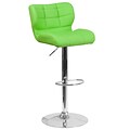 Contemporary Tufted Green Vinyl Adjustable Height Barstool with Chrome Base [SD-SDR-2510-GN-GG]