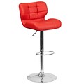 Contemporary Tufted Red Vinyl Adjustable Height Barstool with Chrome Base [SD-SDR-2510-RED-GG]