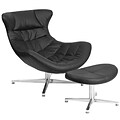 Black Leather Cocoon Chair with Ottoman [ZB-40-COCOON-GG]