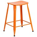 24 High Orange Metal Indoor-Outdoor Counter Height Stool (ET-3604-24-OR-GG)