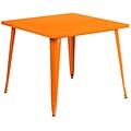 35.5 Square Orange Metal Indoor-Outdoor Table [CH-51050-29-OR-GG]