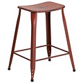 24 High Distressed Kelly Red Metal Indoor-Outdoor Counter Height Stool (ET-3604-24-DISRED-GG)