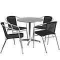 Flash Furniture 31.5 Round Aluminum Indoor-Outdoor Table with 4 Black Rattan Chairs (TLH-ALUM-32RD-020BKCHR4-GG)