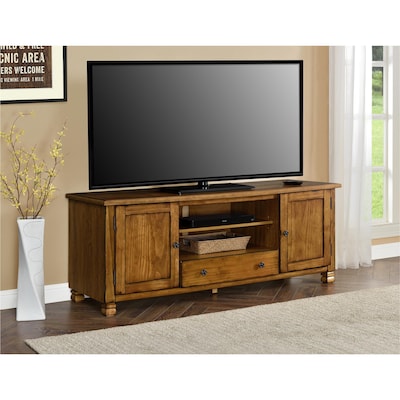 Ameriwood Home San Antonio Wood Veneer TV Stand, Medium Brown, For TVs up to 60 (1772096COM)