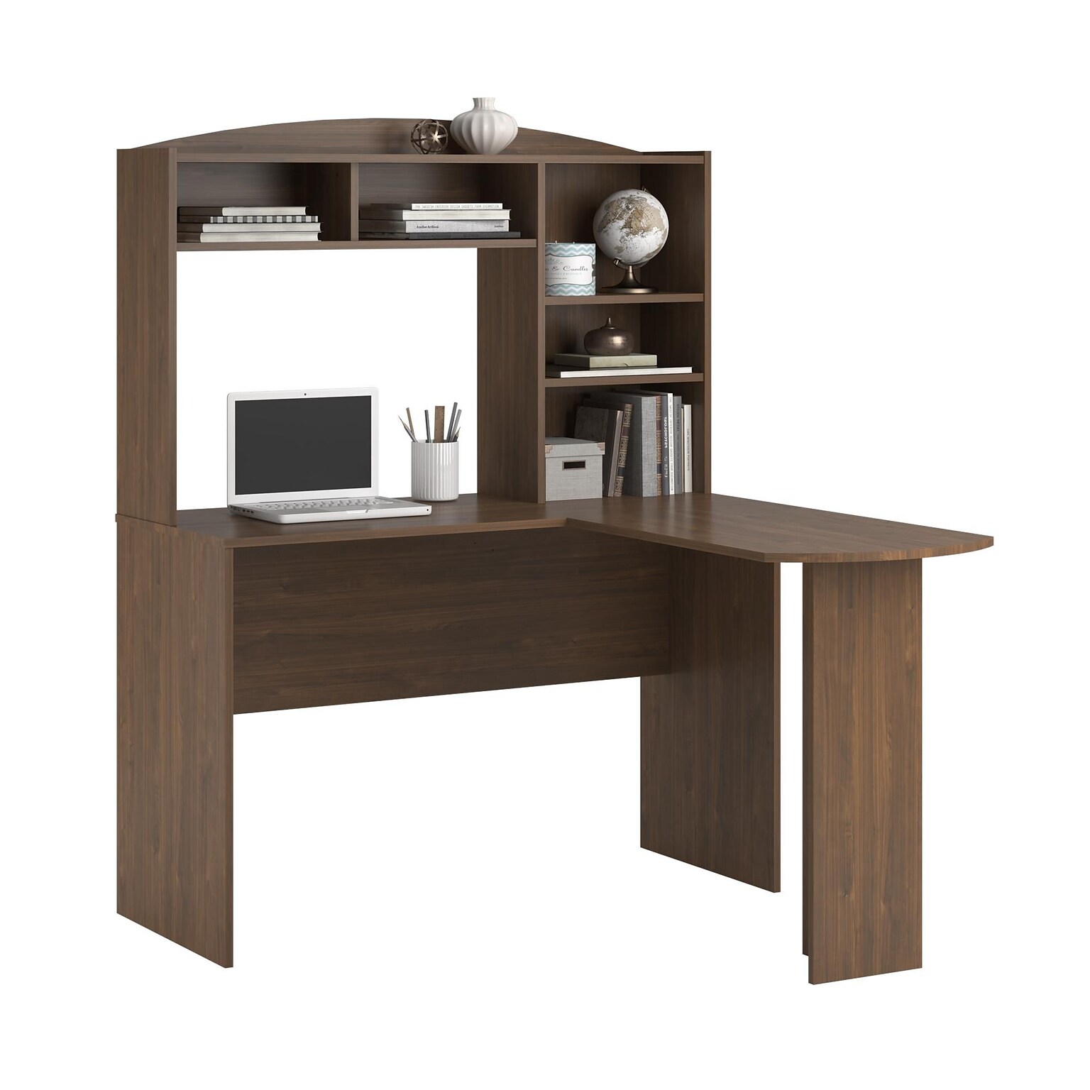 Altra Sutton 48 W L Computer Desk with Hutch, Saint Walnut (9883214COM)