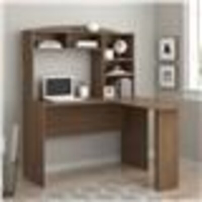 Altra Sutton 48" W L Computer Desk with Hutch, Saint Walnut (9883214COM)