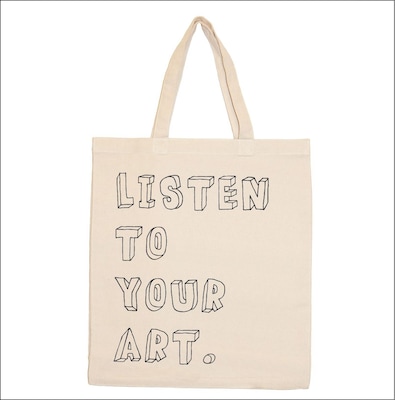 Retrospect Group Natural Canvas LISTEN TO YOUR ART Tote Bag 16.5 x 14.57 x 4.33 (RETV083)