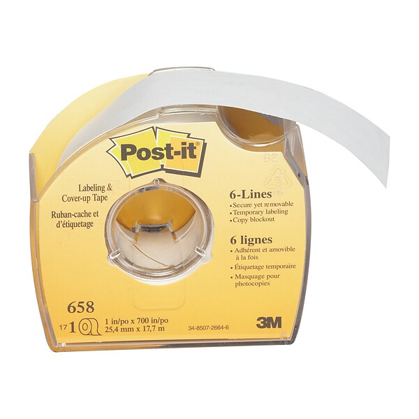 Postit Labeling and CoverUp Correction Tape, White (658)