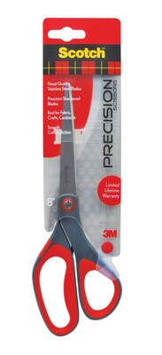 Scotch™ Precision 8 Stainless Steel, Multi-Purpose Heavy Duty Scissors, Sharp Tip, Red/Dark Gray (1448)