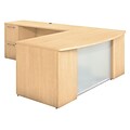 Bush Business Furniture Emerge 72W x 36D Bow Front L Shaped Desk with 2 and 3 Drawer Pedestals, Natural Maple (300S114AC)