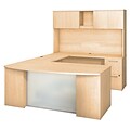 Bush Business Furniture Emerge 72W x 36D Bow Front U Shaped Desk with Hutch, 2 and 3 Drawer Pedestals, Natural Maple (300S115AC)