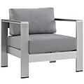 Modway Shore Outdoor Patio Aluminum Armchair, Silver Gray (889654065043)