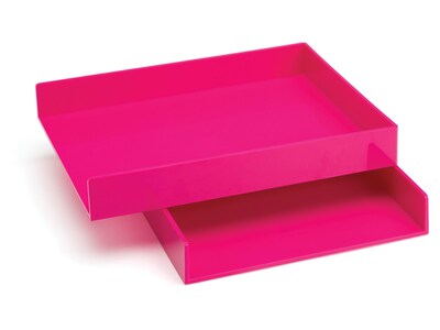Poppin Front Loading Letter Trays, Pink, 2/Pack (100215)