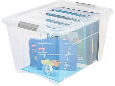 IRIS Stack & Pull 54 Qt. Latch Lid Storage Boxes, Clear, 6/Carton (100243-CT) 