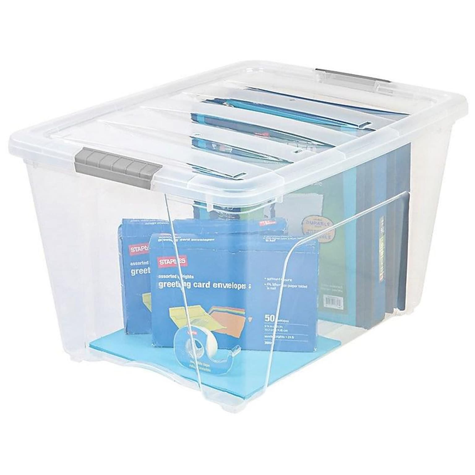 IRIS Stack & Pull 54 Qt. Latch Lid Storage Boxes, Clear, 6/Carton (100243-CT)