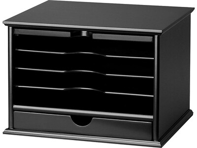 Victor Technology Midnight Collection 5-Compartment Wood File Organizer, Matte Black (4720-5)