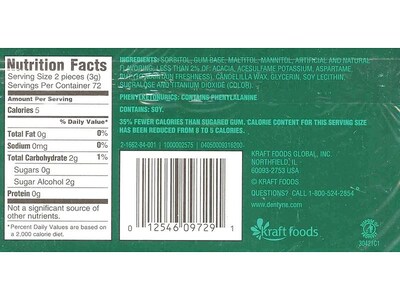 Dentyne Ice Sugar Free Spearmint Gum, 9 Packs/Box (VAM05114)