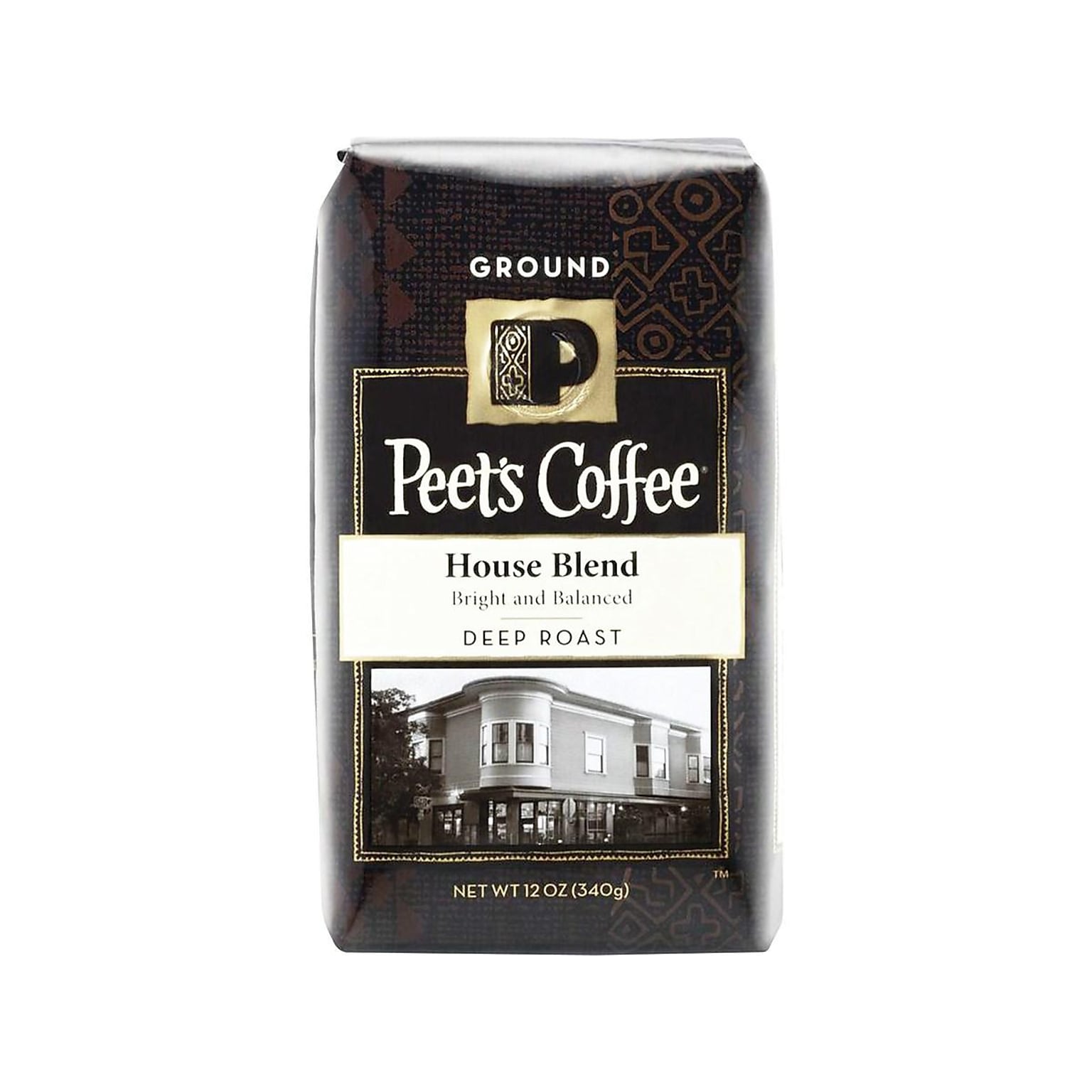 Peets Coffee House Blend Ground Coffee, Dark Roast, 10.5 oz. (PCE835261)