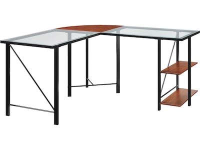 Ameriwood Home Aden L Glass Desk, Cherry (9379096)