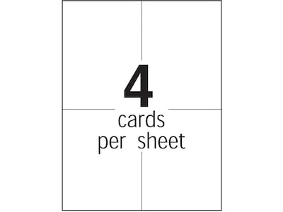 4.25 x 5.5 White Blank Postcard, 4 Cards per Sheet (100 Sheets per carton)