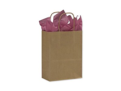 Bags & Bows 10.5H x 8.25W x 4.75D Shopping Bags, Kraft, 250/Carton (15-8)