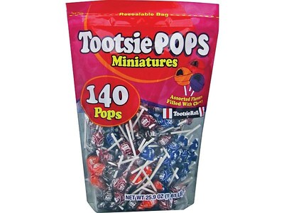 Tootsie Roll Pops Miniature Lollipops, Assorted Flavors, 25.9 oz., 140 Pieces (TOO4142)