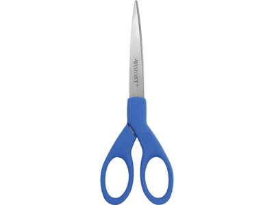 Westcott All Purpose 7 Stainless Steel Standard Scissors, Pointed Tip, Blue (44217)