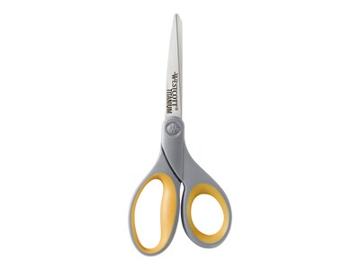 Westcott Titanium Bonded 8" Titanium Multi-Purpose/Heavy Duty Scissors, Sharp Tip, Gray/Yellow (13529)
