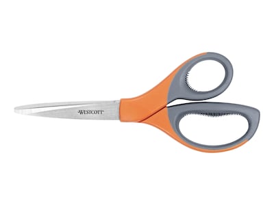 Westcott Elite 8 Stainless Steel Scissors, Pointed Tip, Orange/Gray (41318)