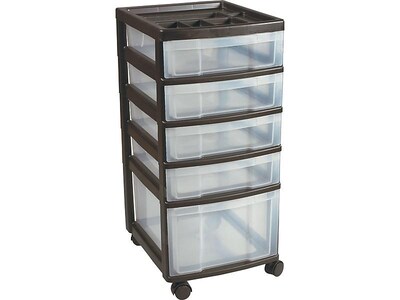 Iris® Rolling Cart with Plastic Organizer Top, 5-Drawer