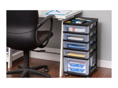 Iris® Rolling Cart with Plastic Organizer Top, 5-Drawer