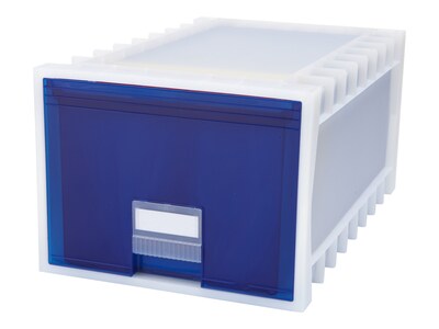 Storex Stackable Storage Drawer, Blue/White (61104U01C)