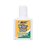 BIC Wite-Out Extra Coverage Correction Fluid, White (50624/WOFEC12)