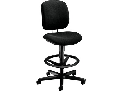 HON ComforTask Fabric Extended-Range Seat Height Task Stool with Adjustable Footring, Black (HON5905CU10T)