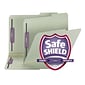Smead Pressboard Classification Folders with SafeSHIELD Fasteners, Letter Size, Gray/Green, 25/Box (