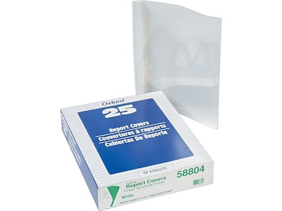 Oxford Premium Clear Front Report Covers, Letter Size, White, 25/Box (OXF 58804)