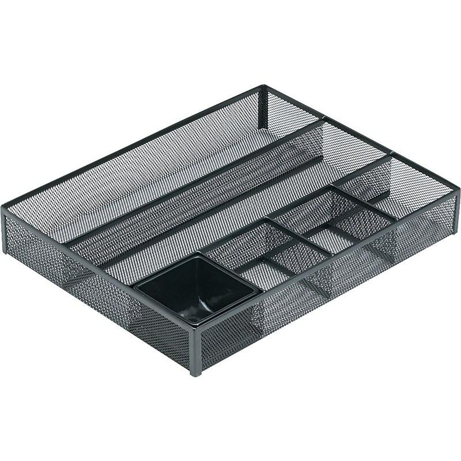 Rolodex Mesh 6-Compartment Drawer Organizer, Black (22131)