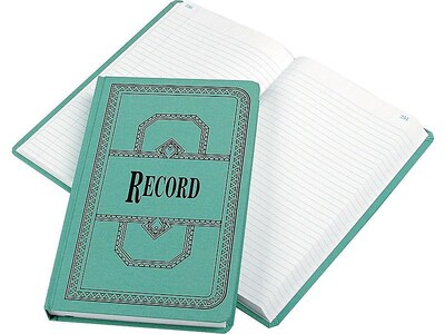 Boorum & Pease 66 Series Record Book, 7.63" x 12.13", Blue, 250 Sheets/Book (66-500-R)