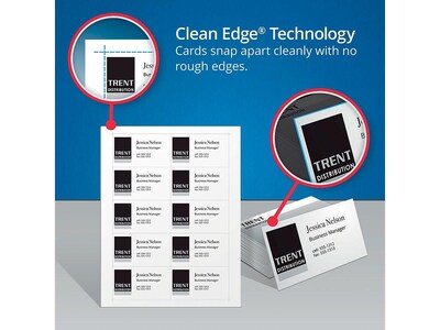 Avery Clean Edge Business Cards, Laser, 2 x 3.5, Ivory, 200 Cards, 10 Cards/Sheet, 20 Sheets/Pack