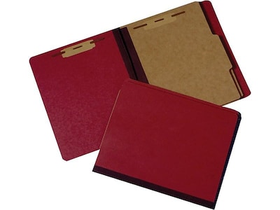 AbilityOne SKILCRAFT Pressboard Classification Folder, Letter Size, 2 Dividers, Earth Red (7530-00-9