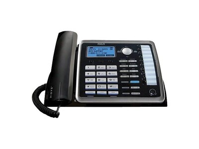 RCA ViSYS 25214 2-Line Corded Phone, Black/Silver