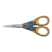 Westcott® Titanium Bonded® Non-Stick 5 Scissors, Pointed Tip, Gray/Yellow (14881)