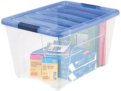 IRIS Stack & Pull 54 Qt. Latch Lid Storage Box, Clear (100242)