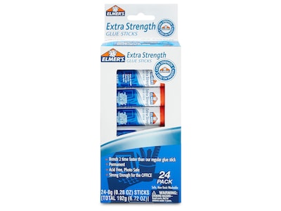 Elmers Extra Strength Glue Sticks, 0.28 oz., White, 4/Pack (E554)