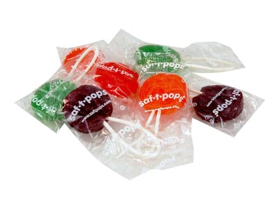 Spangler Saf-T-Pops Lollipops, Orange/Cherry/Apple/Grape, 400 Oz., 1000/Carton (20545)