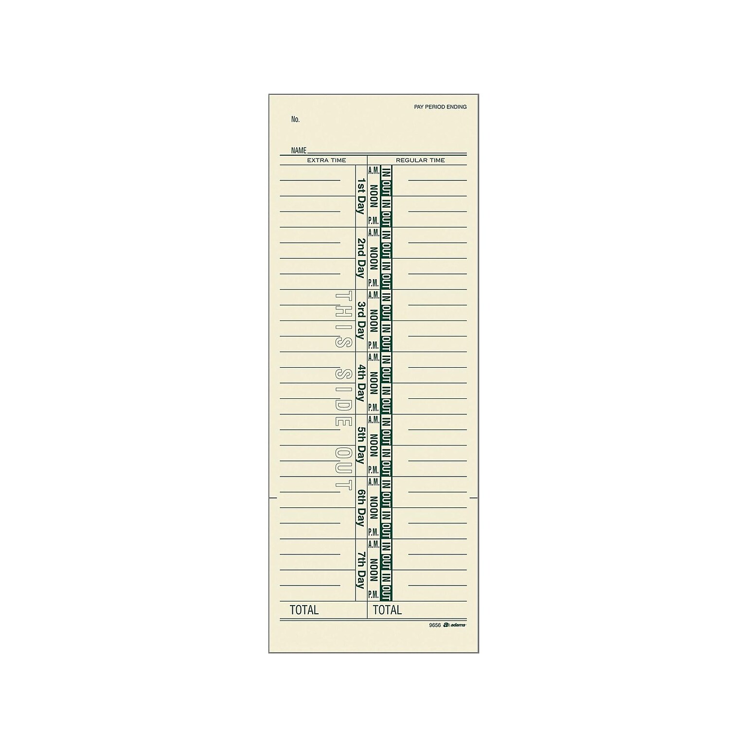 Adams Time Cards, 200/Pack (ABF 9656-200)