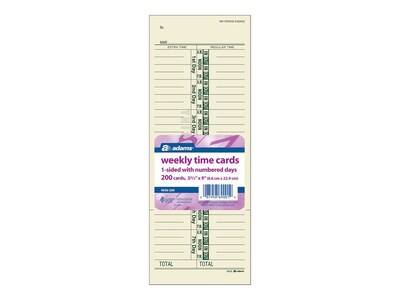 Adams Time Cards, 200/Pack (ABF 9656-200)