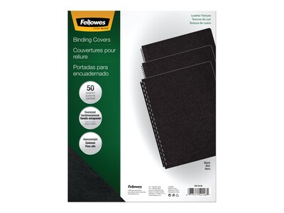 Fellowes Executive Presentation Covers, Oversize, Black, 50/Pack (52146)